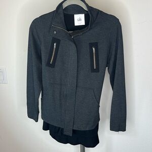 Cabo XS Unique Gray Layered Coat Light Jacket athleisure mesh & tweed